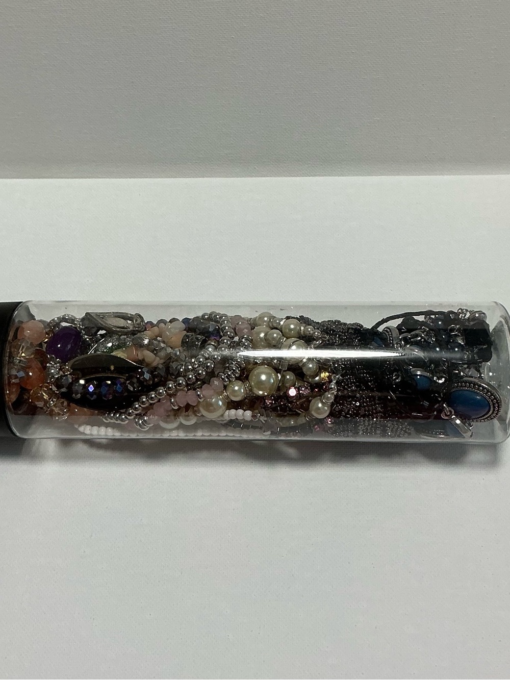 Clear Jewelry Tube Filled with 25 Mixed Costume Jewelry - Multicolor Items. - Picture 12 of 15